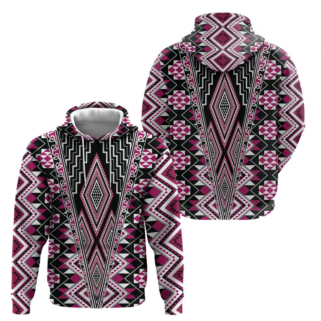 Pink Aotearoa Tukutuku and Poutama Motif Hoodie LT03 - Polynesian Pride