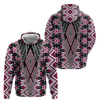 Pink Aotearoa Tukutuku and Poutama Motif Hoodie LT03 - Polynesian Pride