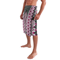 Pink Aotearoa Tukutuku and Poutama Motif Lavalava LT03 - Polynesian Pride