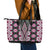 Pink Aotearoa Tukutuku and Poutama Motif Leather Tote Bag