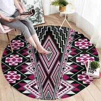 Pink Aotearoa Tukutuku and Poutama Motif Round Carpet LT03 - Polynesian Pride