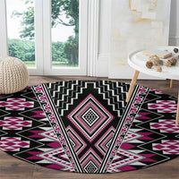 Pink Aotearoa Tukutuku and Poutama Motif Round Carpet LT03 - Polynesian Pride