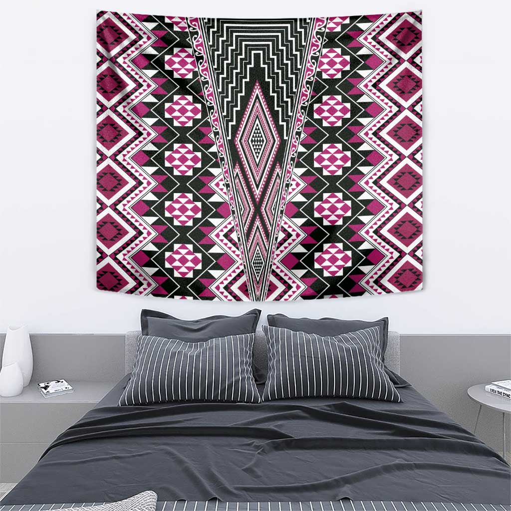 Pink Aotearoa Tukutuku and Poutama Motif Tapestry LT03 - Polynesian Pride