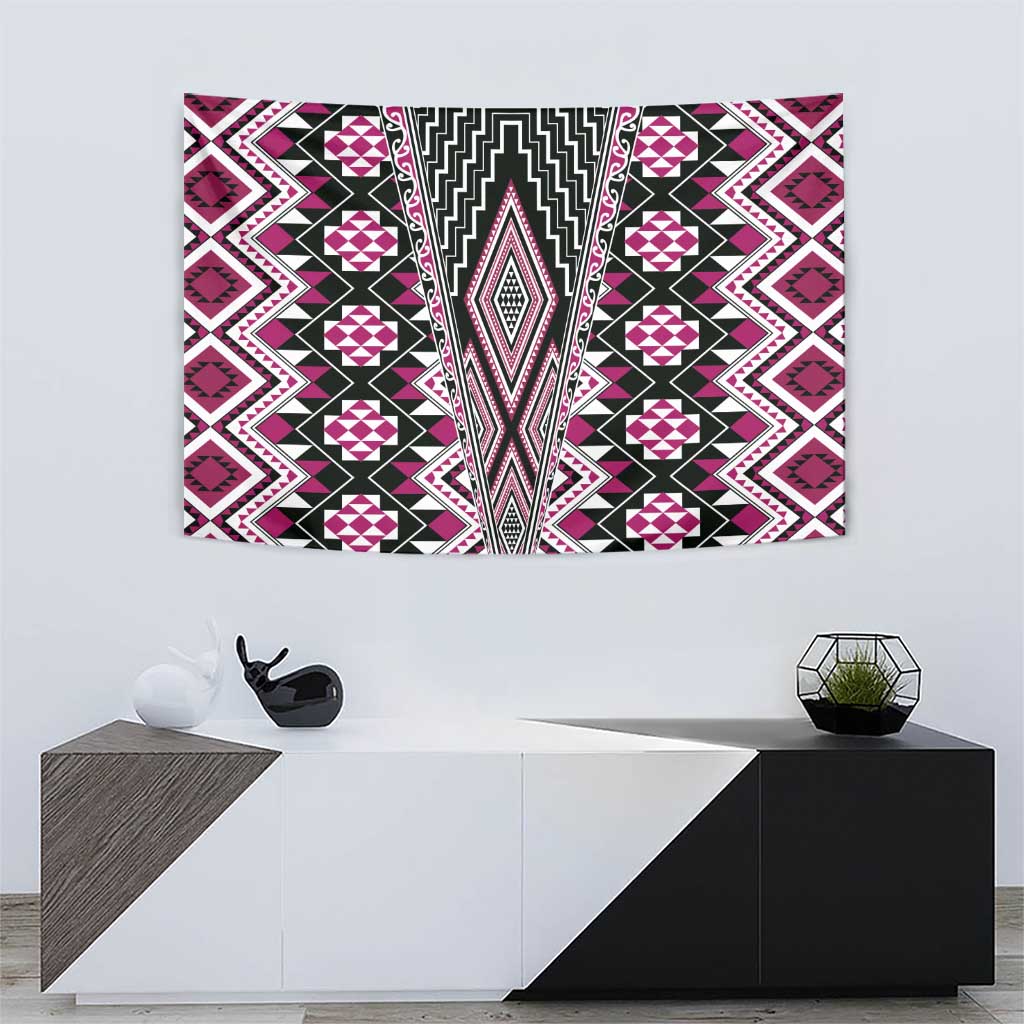 Pink Aotearoa Tukutuku and Poutama Motif Tapestry LT03 - Polynesian Pride