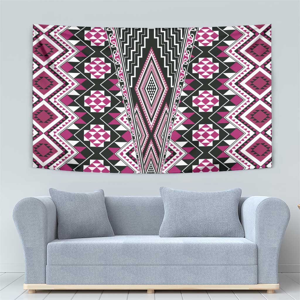 Pink Aotearoa Tukutuku and Poutama Motif Tapestry LT03 - Polynesian Pride