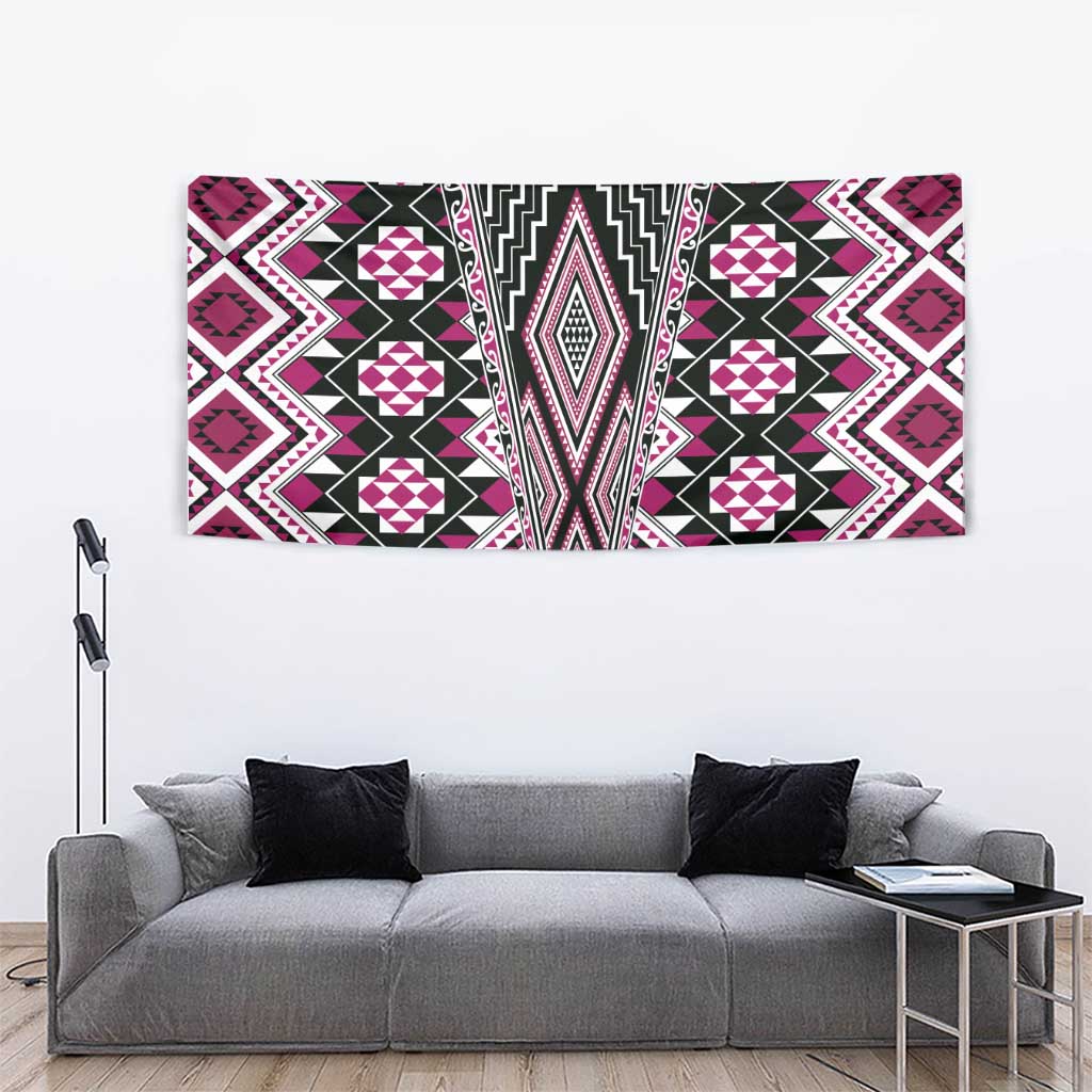 Pink Aotearoa Tukutuku and Poutama Motif Tapestry LT03 - Polynesian Pride