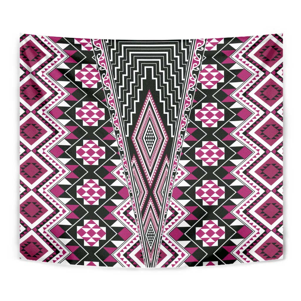 Pink Aotearoa Tukutuku and Poutama Motif Tapestry LT03 - Polynesian Pride