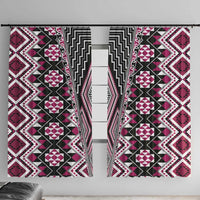 Pink Aotearoa Tukutuku and Poutama Motif Window Curtain LT03 With Hooks Pink - Polynesian Pride