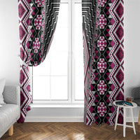 Pink Aotearoa Tukutuku and Poutama Motif Window Curtain LT03 - Polynesian Pride