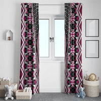 Pink Aotearoa Tukutuku and Poutama Motif Window Curtain LT03 - Polynesian Pride