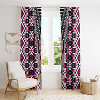 Pink Aotearoa Tukutuku and Poutama Motif Window Curtain LT03 - Polynesian Pride