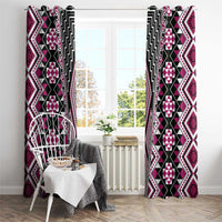 Pink Aotearoa Tukutuku and Poutama Motif Window Curtain LT03 - Polynesian Pride