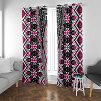 Pink Aotearoa Tukutuku and Poutama Motif Window Curtain LT03 With Grommets Pink - Polynesian Pride