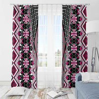 Pink Aotearoa Tukutuku and Poutama Motif Window Curtain LT03 - Polynesian Pride