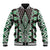 Green Aotearoa Tukutuku and Poutama Motif Baseball Jacket