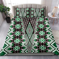 Green Aotearoa Tukutuku and Poutama Motif Bedding Set LT03 - Polynesian Pride