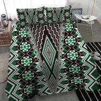 Green Aotearoa Tukutuku and Poutama Motif Bedding Set LT03 - Polynesian Pride