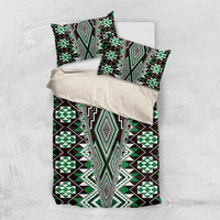 Green Aotearoa Tukutuku and Poutama Motif Bedding Set LT03 US Twin 172cm x 218cm Green - Polynesian Pride