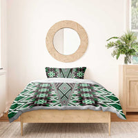 Green Aotearoa Tukutuku and Poutama Motif Bedding Set LT03 - Polynesian Pride