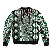 Green Aotearoa Tukutuku and Poutama Motif Bomber Jacket LT03 - Polynesian Pride