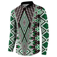 Green Aotearoa Tukutuku and Poutama Motif Button Sweatshirt LT03 - Polynesian Pride