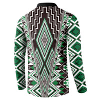 Green Aotearoa Tukutuku and Poutama Motif Button Sweatshirt LT03 - Polynesian Pride