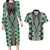 Green Aotearoa Tukutuku and Poutama Motif Couples Matching Long Sleeve Bodycon Dress and Hawaiian Shirt