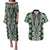 Green Aotearoa Tukutuku and Poutama Motif Couples Matching Puletasi and Hawaiian Shirt