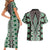 Green Aotearoa Tukutuku and Poutama Motif Couples Matching Short Sleeve Bodycon Dress and Hawaiian Shirt