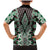 Green Aotearoa Tukutuku and Poutama Motif Family Matching Mermaid Dress and Hawaiian Shirt