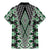 Green Aotearoa Tukutuku and Poutama Motif Family Matching Mermaid Dress and Hawaiian Shirt