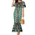 Green Aotearoa Tukutuku and Poutama Motif Family Matching Mermaid Dress and Hawaiian Shirt