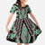 Green Aotearoa Tukutuku and Poutama Motif Family Matching Off The Shoulder Long Sleeve Dress and Hawaiian Shirt