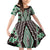 Green Aotearoa Tukutuku and Poutama Motif Family Matching Off Shoulder Short Dress and Hawaiian Shirt