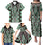 Green Aotearoa Tukutuku and Poutama Motif Family Matching Puletasi and Hawaiian Shirt