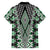 Green Aotearoa Tukutuku and Poutama Motif Family Matching Puletasi and Hawaiian Shirt