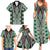 Green Aotearoa Tukutuku and Poutama Motif Family Matching Summer Maxi Dress and Hawaiian Shirt