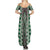 Green Aotearoa Tukutuku and Poutama Motif Family Matching Summer Maxi Dress and Hawaiian Shirt