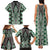 Green Aotearoa Tukutuku and Poutama Motif Family Matching Tank Maxi Dress and Hawaiian Shirt