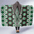 Green Aotearoa Tukutuku and Poutama Motif Hooded Blanket