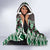 Green Aotearoa Tukutuku and Poutama Motif Hooded Blanket