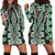 Green Aotearoa Tukutuku and Poutama Motif Hoodie Dress