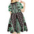 Green Aotearoa Tukutuku and Poutama Motif Kid Short Sleeve Dress