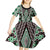 Green Aotearoa Tukutuku and Poutama Motif Kid Short Sleeve Dress