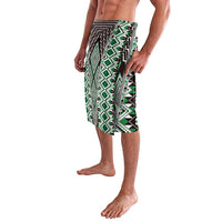 Green Aotearoa Tukutuku and Poutama Motif Lavalava LT03 - Polynesian Pride