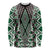 Green Aotearoa Tukutuku and Poutama Motif Long Sleeve Shirt