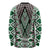 Green Aotearoa Tukutuku and Poutama Motif Long Sleeve Shirt