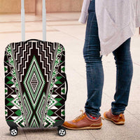Green Aotearoa Tukutuku and Poutama Motif Luggage Cover LT03 Green - Polynesian Pride