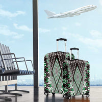 Green Aotearoa Tukutuku and Poutama Motif Luggage Cover LT03 - Polynesian Pride