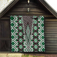 Green Aotearoa Tukutuku and Poutama Motif Quilt LT03 - Polynesian Pride